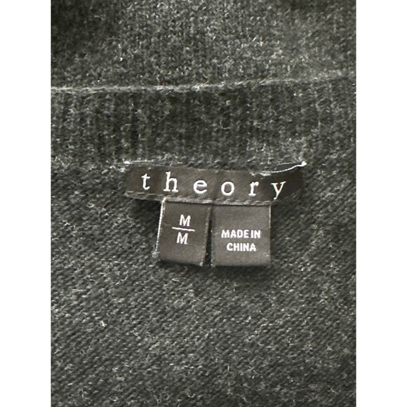 Theory Lightweight Soft Wool Tunic V-Neck Sweater M Black Designer Quite Luxury - Picture 7 of 13